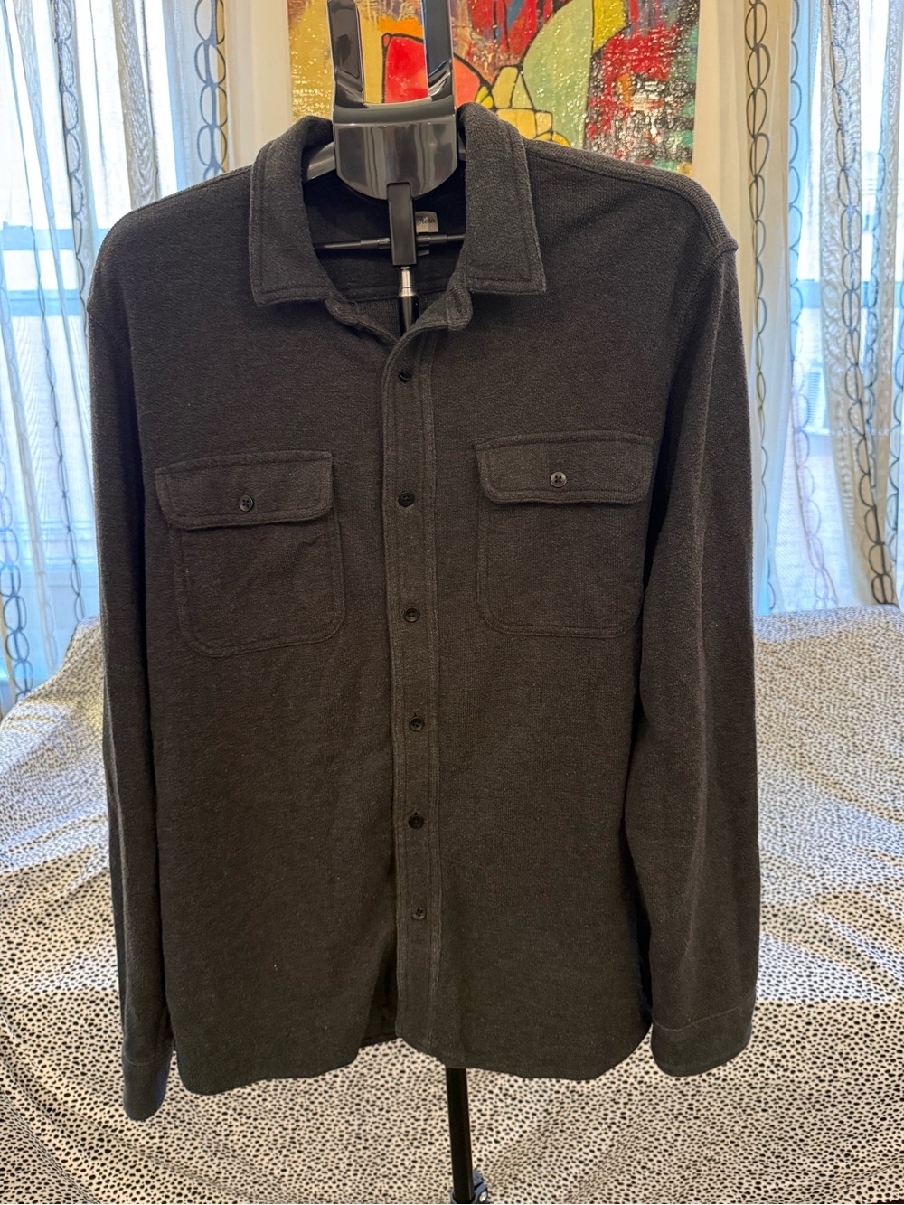 J. Crew Men's Dark Gray Button-Down Shirt Jacket